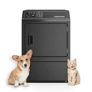 SPEED QUEEN27 Inch Gas Dryer with 7.0 Cu. Ft. Capacity, Pet Plus™ Cycle, Steam Refresh, Over-Dry Protection Technology, Extended Tumble, Reversible Door - Black
