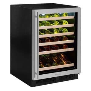 MARVEL 24 Inch Built-In Single Zone Wine Refrigerator: Stainless Steel Frame Glass, Right Hinge