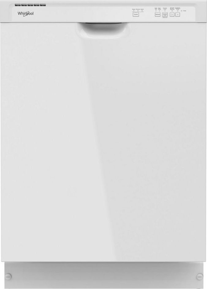 WHIRLPOOL 24 Inch Full Console Dishwasher with 12 Place Settings, 59 dBA, 3 Wash Cycles, PVC Coated Racks, Plastic Tub, Quick Wash, Heated Dry, Triple Filtration, and Star K: WHITE